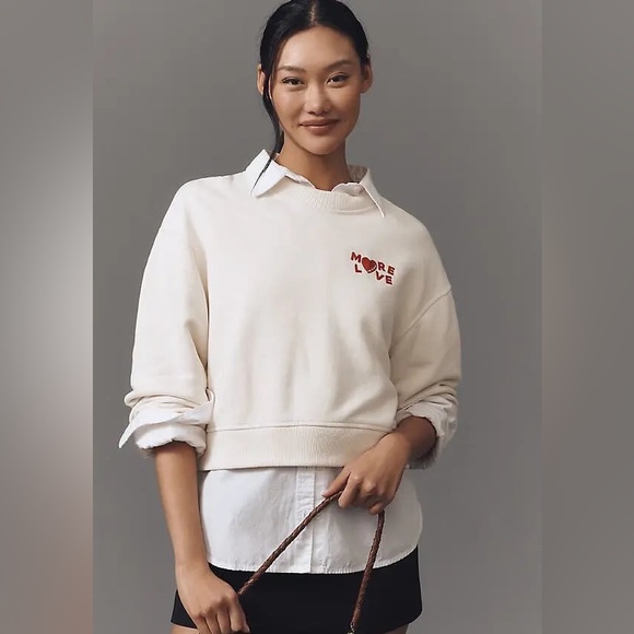 rag & bone Ivory Embroidered More Love Sweatshirt - Picture 4 of 15